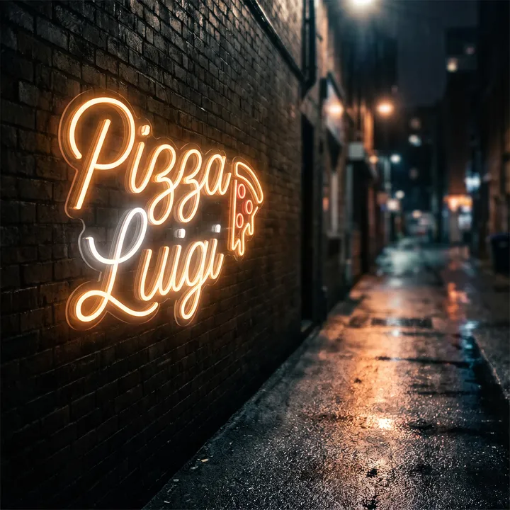Ein Neon-Schild geht an